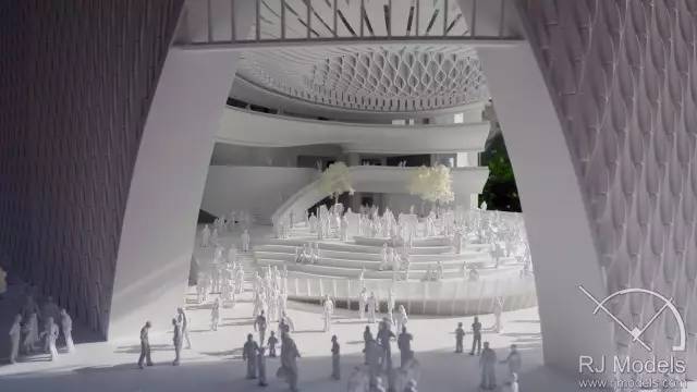 ▲戲曲中心概念模型內(nèi)往來不絕的人潮。